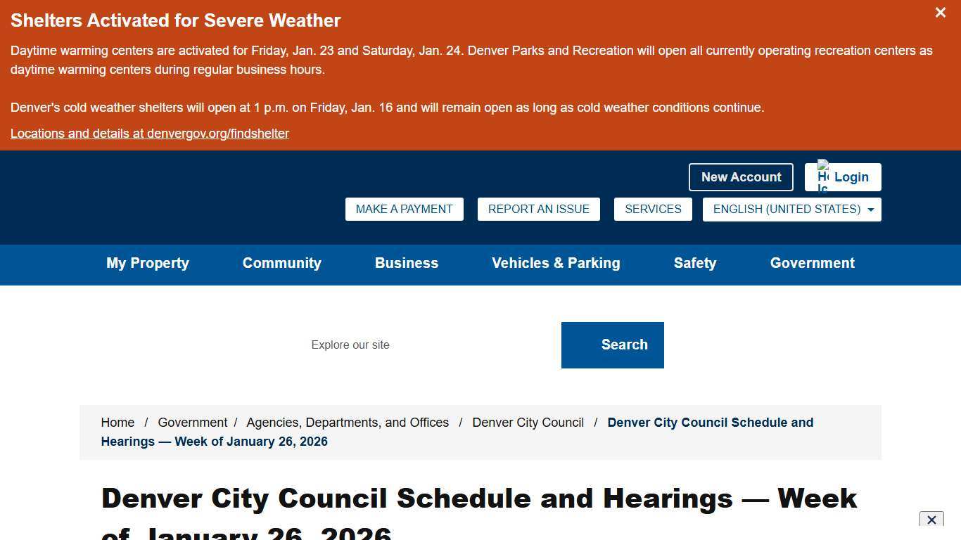 Denver City Council Schedule and Hearings — Week of January 26, 2026 - City and County of Denver